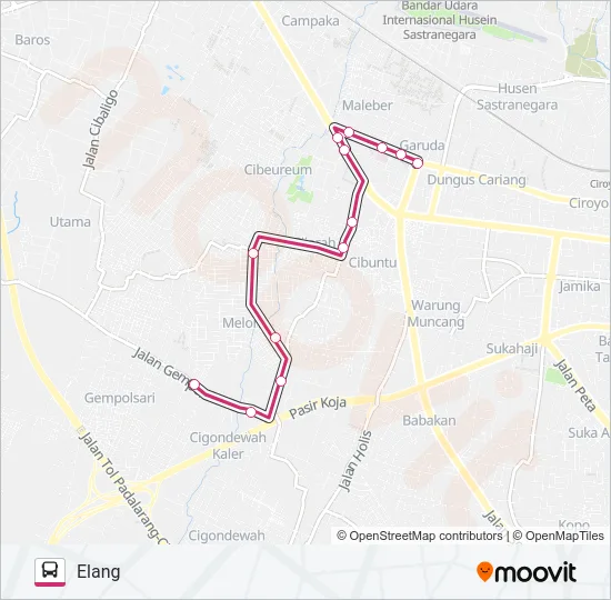 ELANG-MELONGASIH Bus Line Map