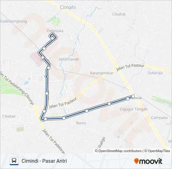 CIMINDI - PASAR ANTRI Bus Line Map