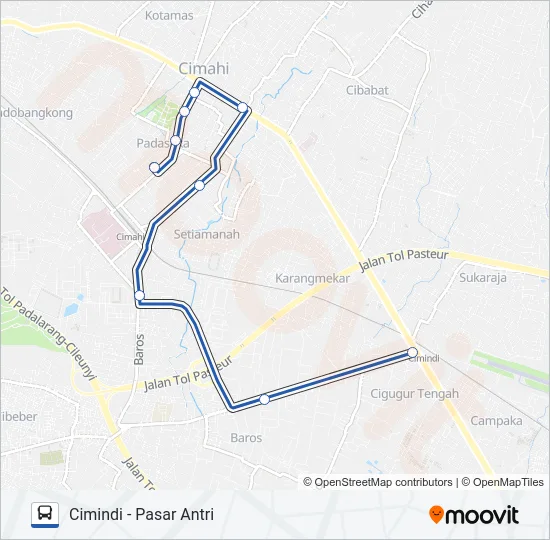 CIMINDI - PASAR ANTRI Bus Line Map