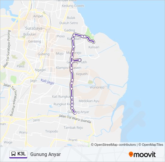 Rute K3l: Jadwal, Pemberhentian & Peta - Gunung Anyar (Diperbarui)