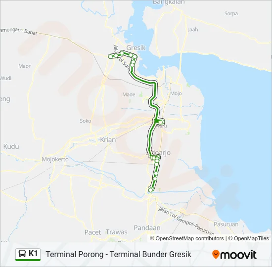 K1 Bus Line Map