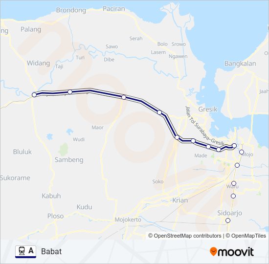 Rute A: Jadwal, Pemberhentian & Peta - Babat (Diperbarui)