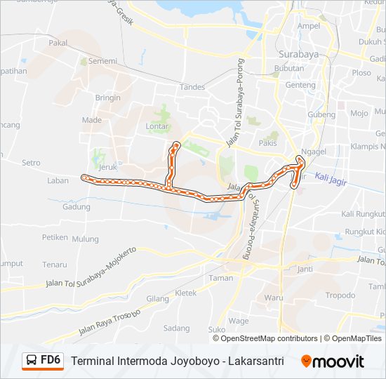 Rute Fd6: Jadwal, Pemberhentian & Peta - Terminal Intermoda Joyoboyo ...