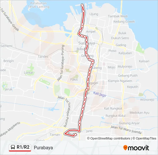 R1/R2 Bus Line Map