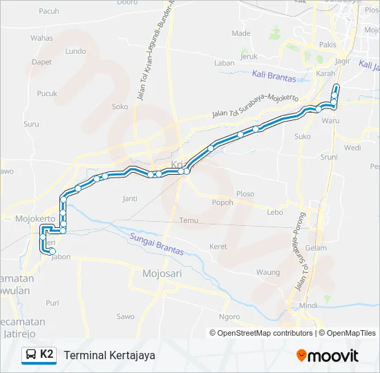 K2 Bus Line Map