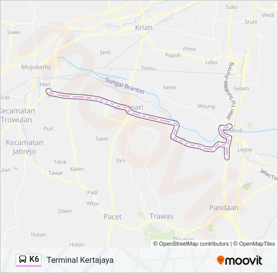 K6 Bus Line Map