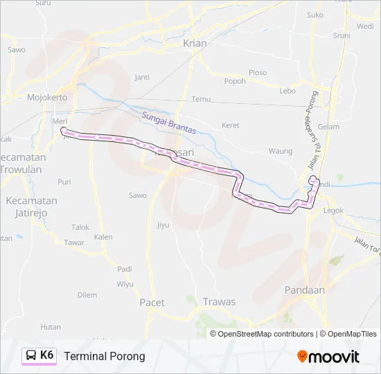 K6 Bus Line Map