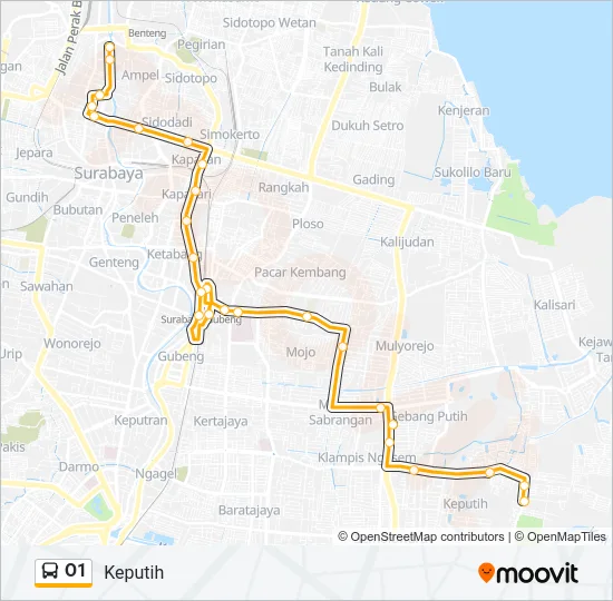 O1 Bus Line Map