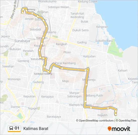 O1 Bus Line Map