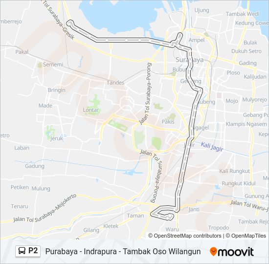 Rute P2: Jadwal, Pemberhentian & Peta - Purabaya (Diperbarui)