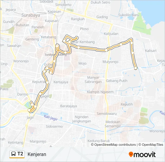 T2 Bus Line Map