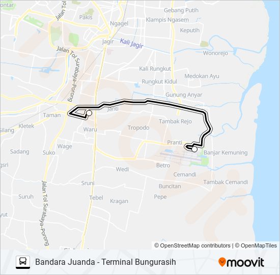 DAMRI BANDARA JUANDA bus Line Map