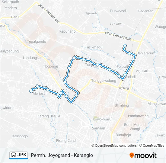 JPK Bus Line Map