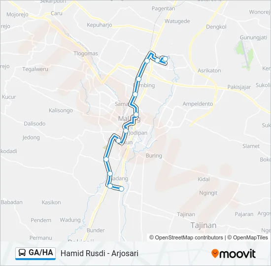 GA/HA Bus Line Map