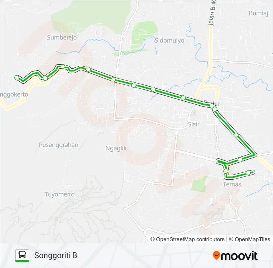 BATU-SONGGORITI B Bus Line Map