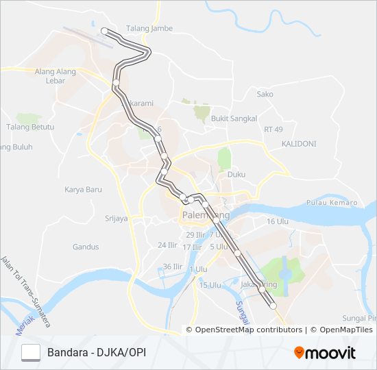 LRT PALEMBANG kereta Peta Jalur