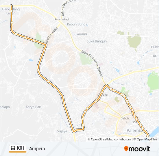 Rute K01: Jadwal, Pemberhentian & Peta - Ampera (Diperbarui)