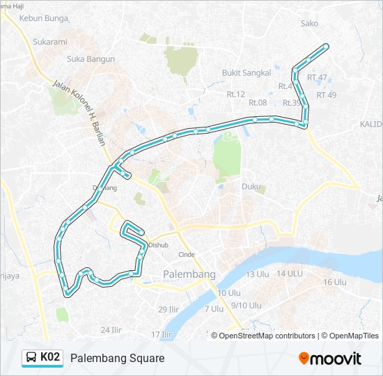 Rute K02: Jadwal, Pemberhentian & Peta - Palembang Square (Diperbarui)