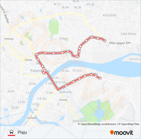 PLAJU - PUSRI bus Line Map