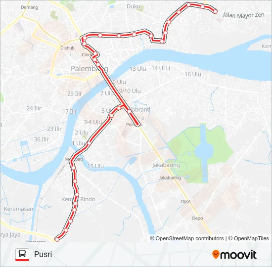 KARYA JAYA - PUSRI Bus Line Map