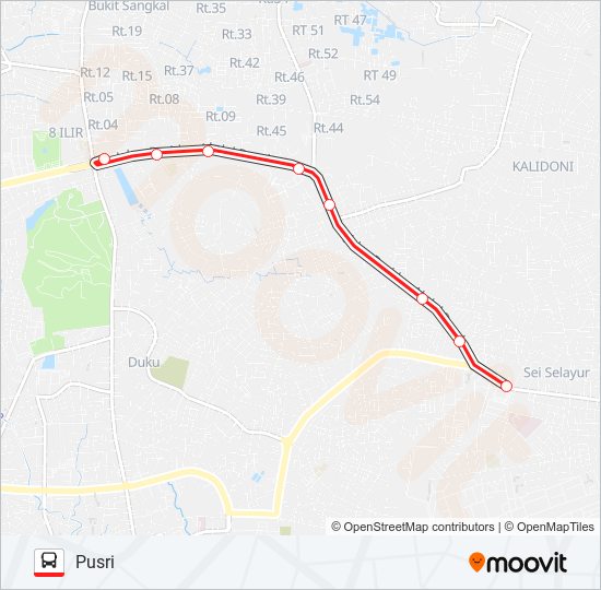 PUSRI - PASAR SEKIP bus Line Map