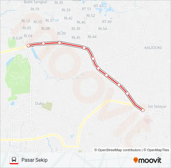 PUSRI - PASAR SEKIP Bus Line Map