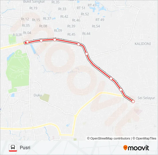 PUSRI - PASAR SEKIP Bus Line Map
