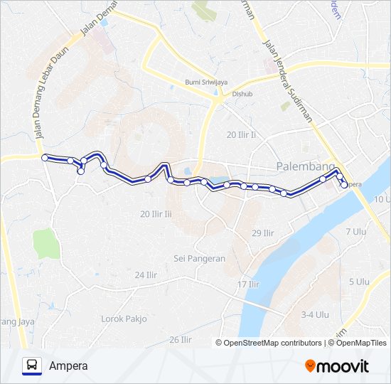 AMPERA - BUKIT BESAR bus Line Map