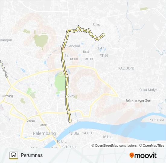 PASAR KUTO - PERUMNAS Bus Line Map
