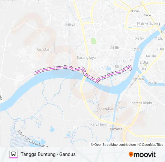 TANGGA BUNTUNG - GANDUS Bus Line Map