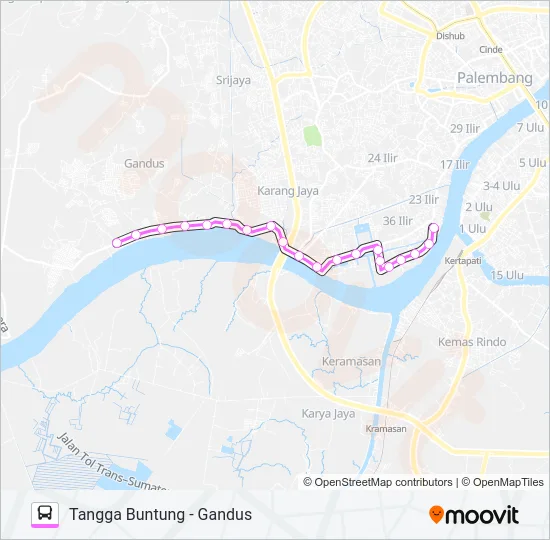 TANGGA BUNTUNG - GANDUS Bus Line Map