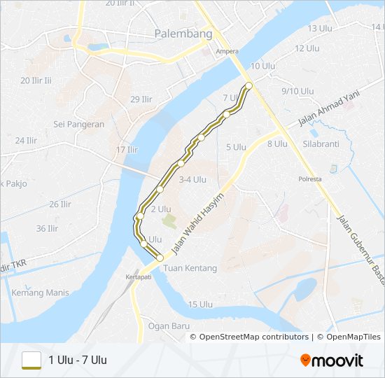 KEMANG AGUNG - 1 ULU - 7 ULU bus Line Map