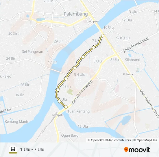 KEMANG AGUNG - 1 ULU - 7 ULU Bus Line Map