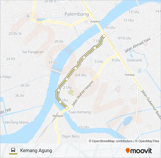 KEMANG AGUNG - 1 ULU - 7 ULU Bus Line Map