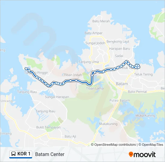 KOR 1 Bus Line Map