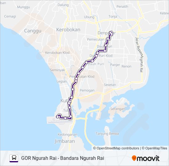 Rute Kor 2b: Jadwal, Pemberhentian & Peta - Bandara Ngurah Rai (Diperbarui)