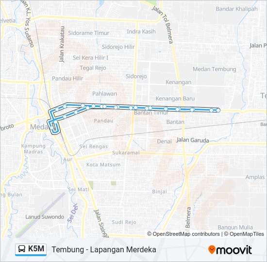 K5M Bus Line Map