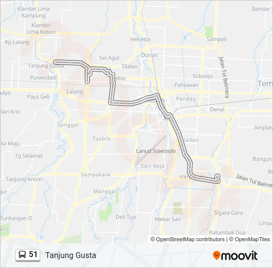 51 Bus Line Map
