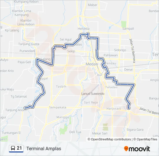 21 Bus Line Map