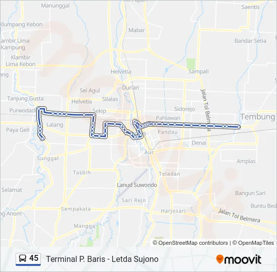45 Bus Line Map