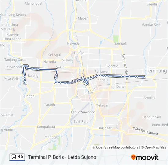 45 Bus Line Map