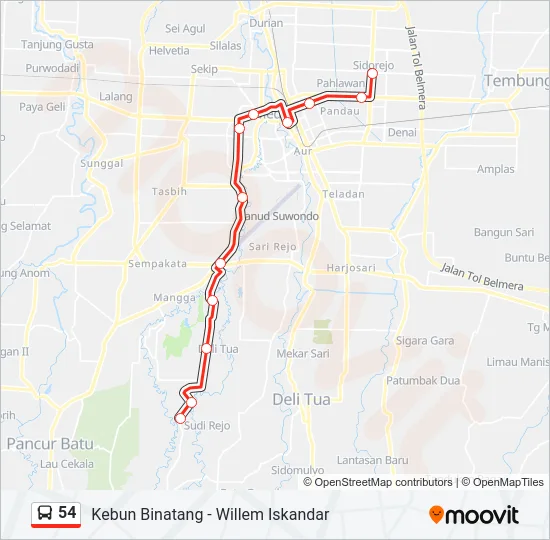 54 Bus Line Map