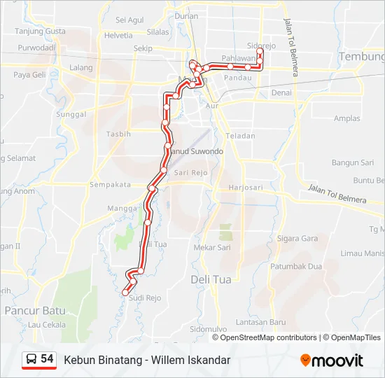 54 Bus Line Map