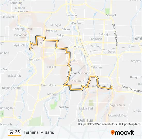 25 Bus Line Map