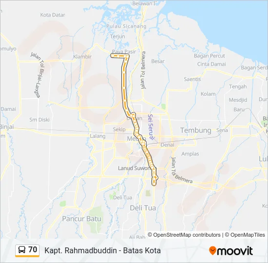 70 Bus Line Map