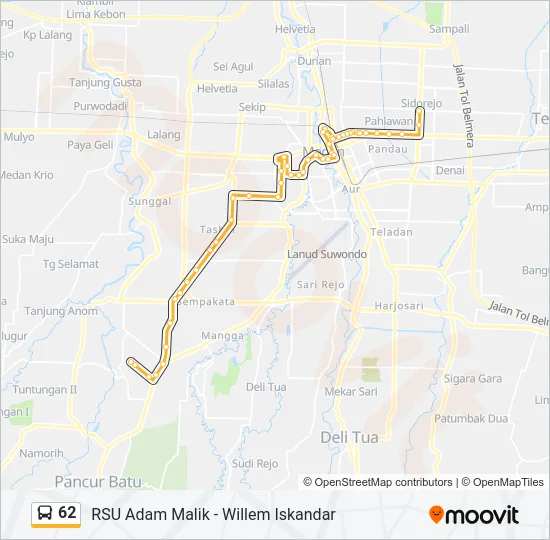 62 Bus Line Map