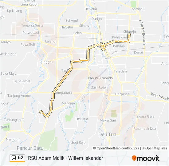 62 Bus Line Map