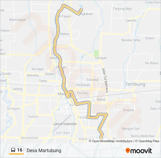 16 Bus Line Map