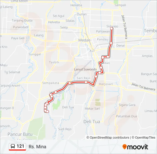 121 Bus Line Map