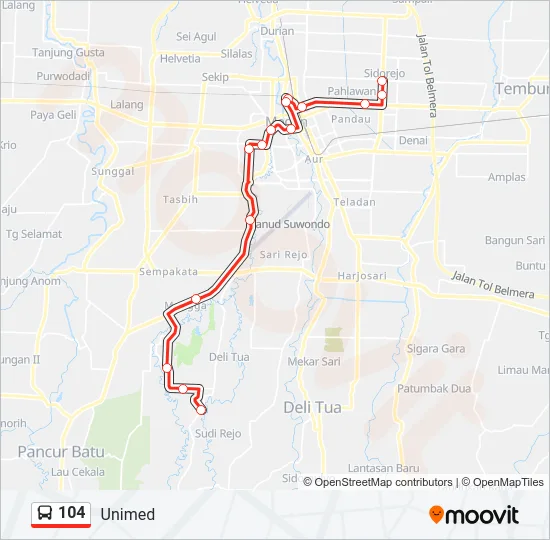 104 Bus Line Map